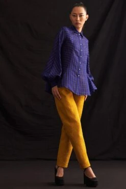 Amrich Blue Handwoven Checkered Shirt 15 Amrich Blue Handwoven Checkered Shirt -Deals Haute Togs Store 25923aml42 7