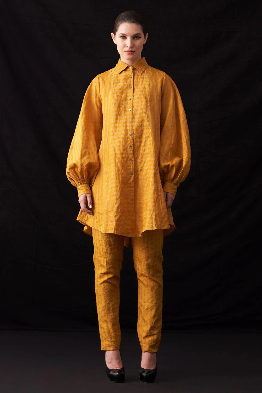 Amrich Nura Metallic Button Down Yellow Shirt 3 Amrich Nura Metallic Button Down Yellow Shirt