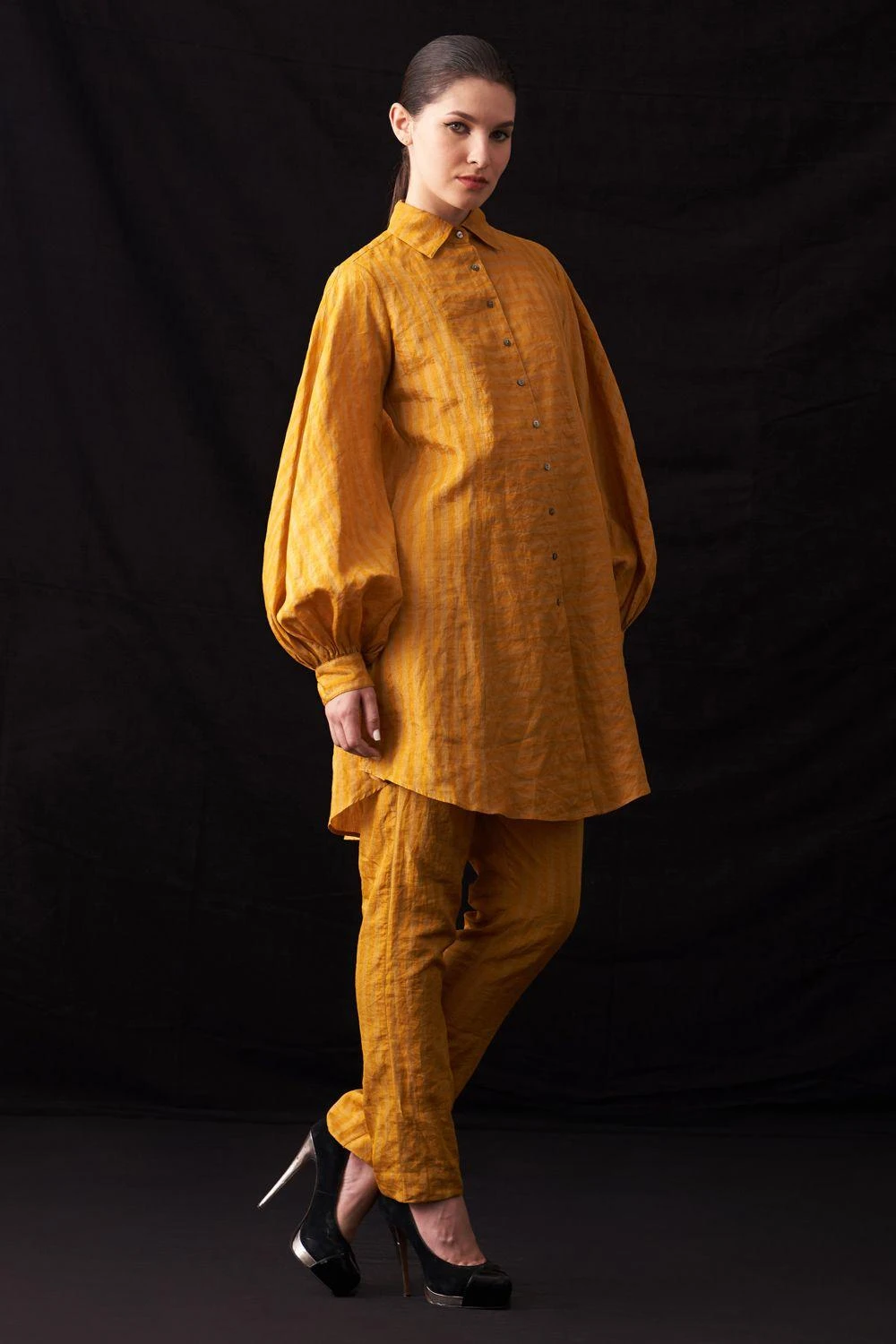 Amrich Nura Metallic Button Down Yellow Shirt 4 Amrich Nura Metallic Button Down Yellow Shirt - Image 2