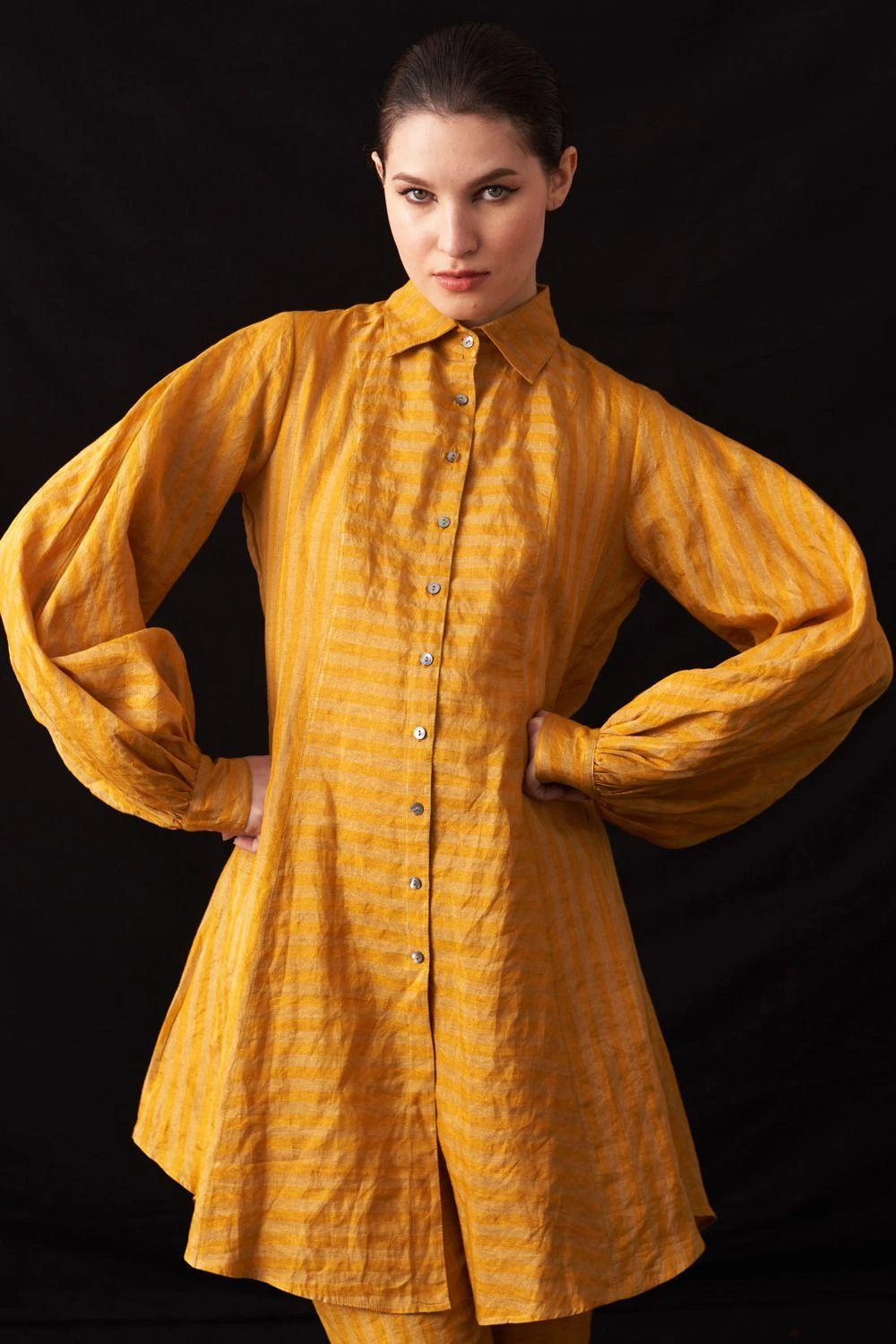 Amrich Nura Metallic Button Down Yellow Shirt 5 Amrich Nura Metallic Button Down Yellow Shirt - Image 3