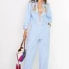 Rara Avis Sky Blue Hand Embellished Checkered Jumpsuit -Deals Haute Togs Store 25ra26 1