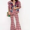 Rara Avis Pink Checkered Flared Pants -Deals Haute Togs Store 25ra60 1