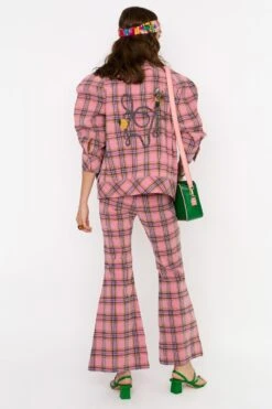 Rara Avis Pink Checkered Flared Pants -Deals Haute Togs Store 25ra60 5