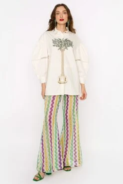 Rara Avis Ivory Dropped Shoulder Hand Embellished Shirt