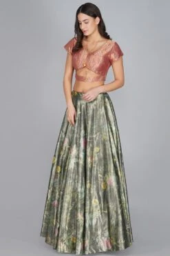 YAVI Flower Duet Silk Brocade Blouse