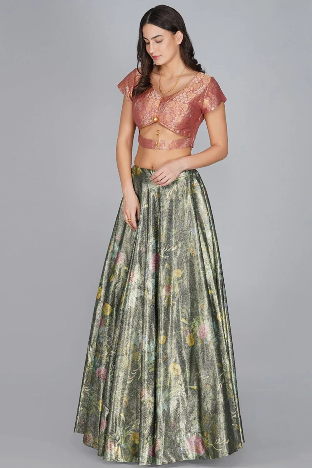 YAVI Flower Duet Silk Brocade Blouse 3 YAVI Flower Duet Silk Brocade Blouse