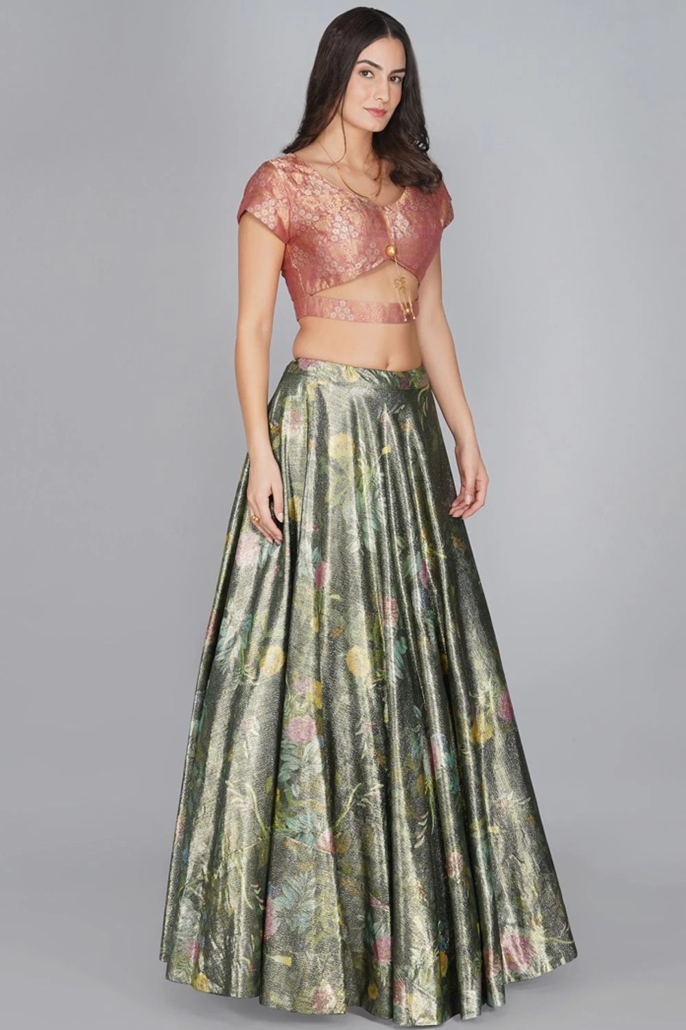 YAVI Flower Duet Silk Brocade Blouse 4 YAVI Flower Duet Silk Brocade Blouse - Image 2