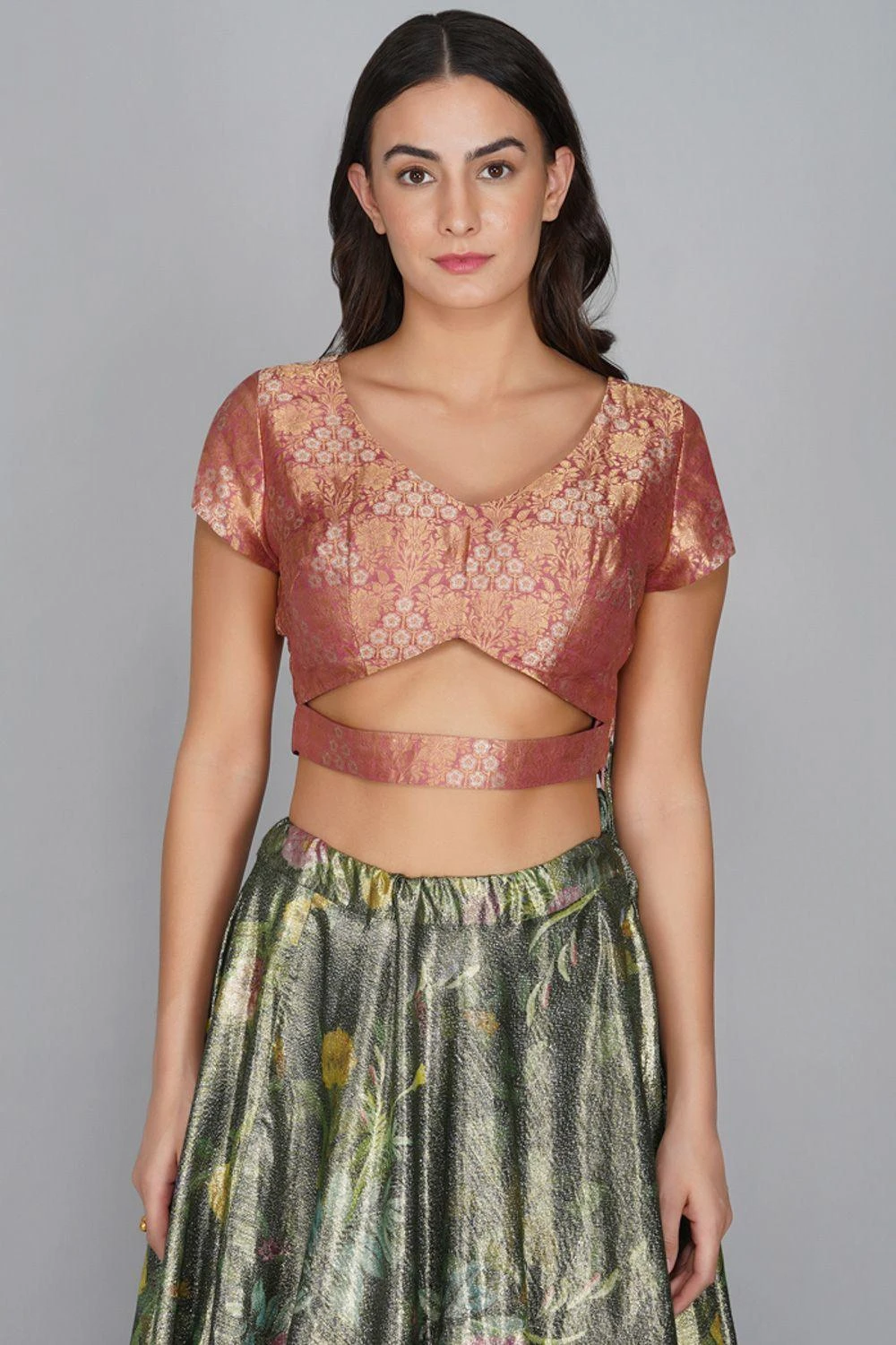 YAVI Flower Duet Silk Brocade Blouse 5 YAVI Flower Duet Silk Brocade Blouse - Image 3