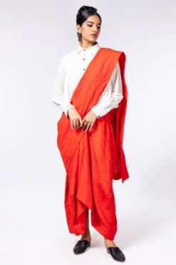 Chola Red Draped Sari -Deals Haute Togs Store 2611edt6 1