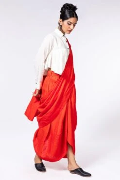 Chola Red Draped Sari -Deals Haute Togs Store 2611edt6 2