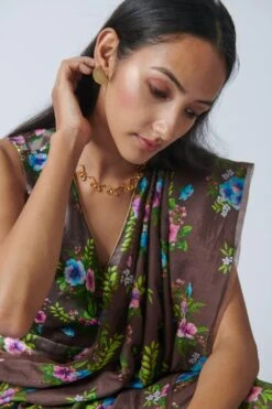 Nadiya Paar Woody Brown Floral Blouse -Deals Haute Togs Store 2623np14 3
