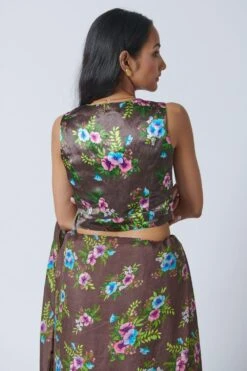 Nadiya Paar Woody Brown Floral Blouse -Deals Haute Togs Store 2623np14 4