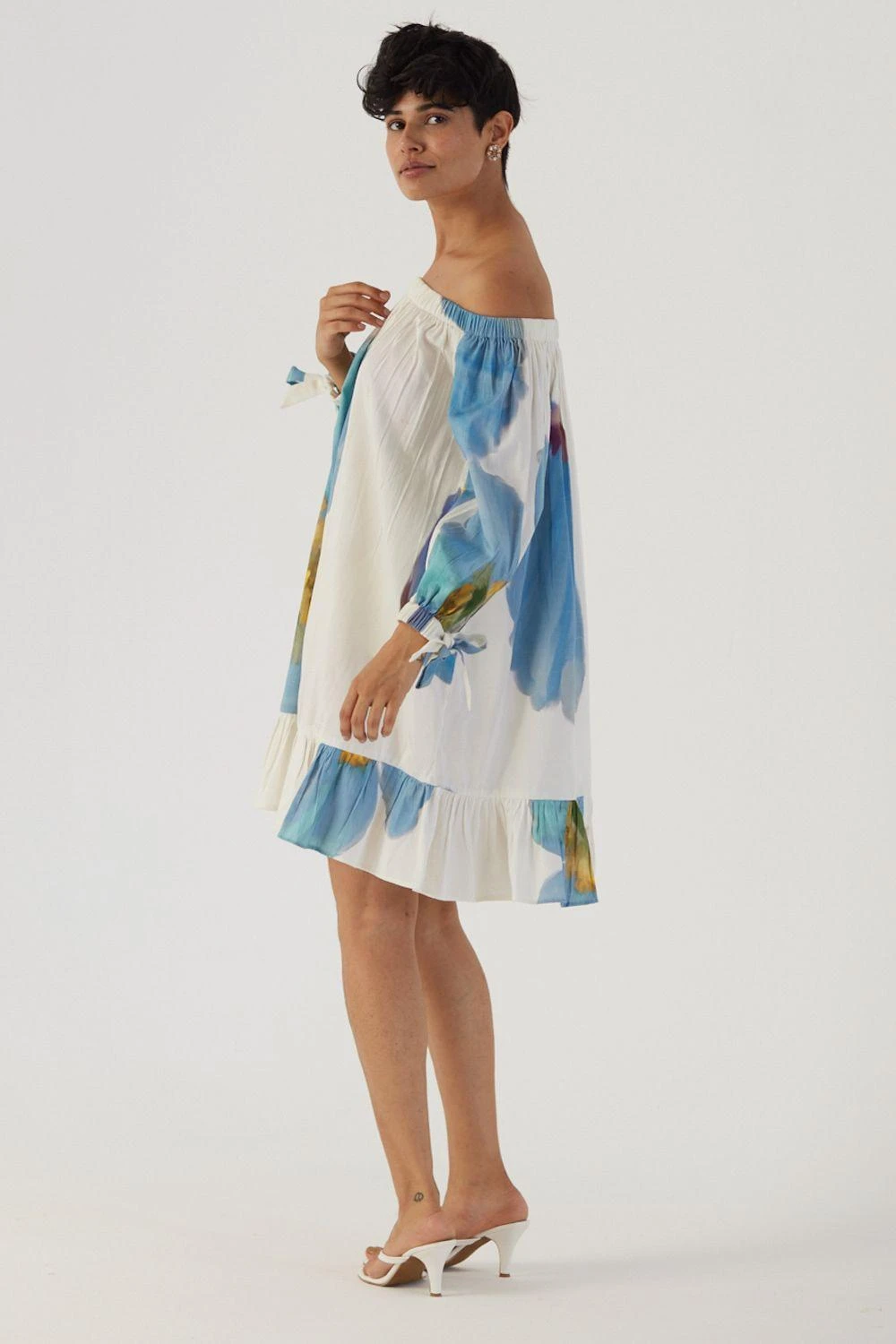 YAM Blue Poppies Off Shoulder Dress 5 YAM Blue Poppies Off Shoulder Dress - Image 3