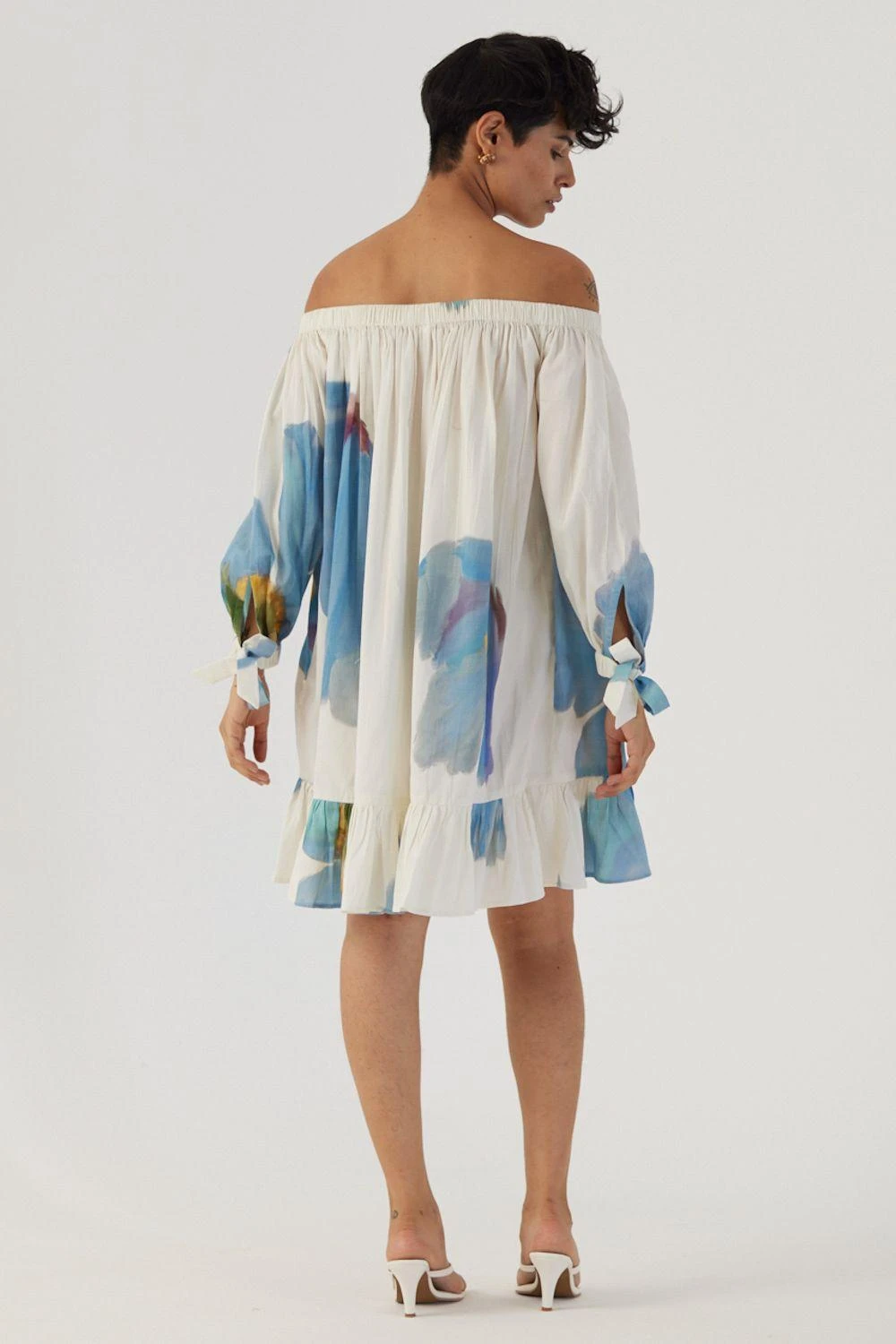 YAM Blue Poppies Off Shoulder Dress 7 YAM Blue Poppies Off Shoulder Dress - Image 5