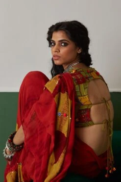 Medha Green Hand Embroidered Backless Blouse -Deals Haute Togs Store 268med1 5