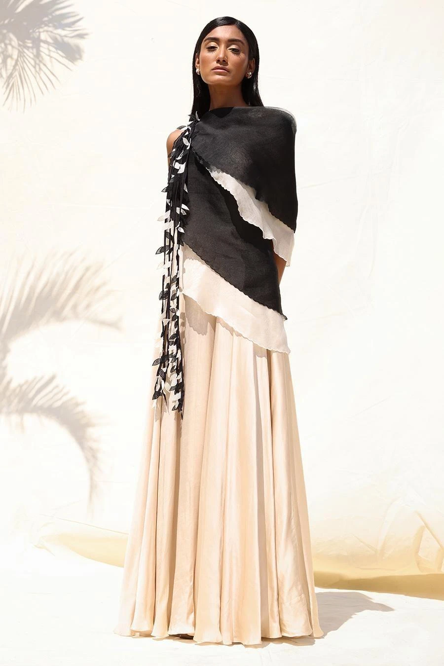 Richa Khemka Ivory & Black Gown With Ombre Ruffles 3 Richa Khemka Ivory & Black Gown With Ombre Ruffles