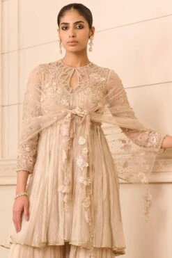 Tarun Tahiliani Champagne Gold Floral Embellished Sharara Set 8 Tarun Tahiliani Champagne Gold Floral Embellished Sharara Set -Deals Haute Togs Store 27042023tt01 3