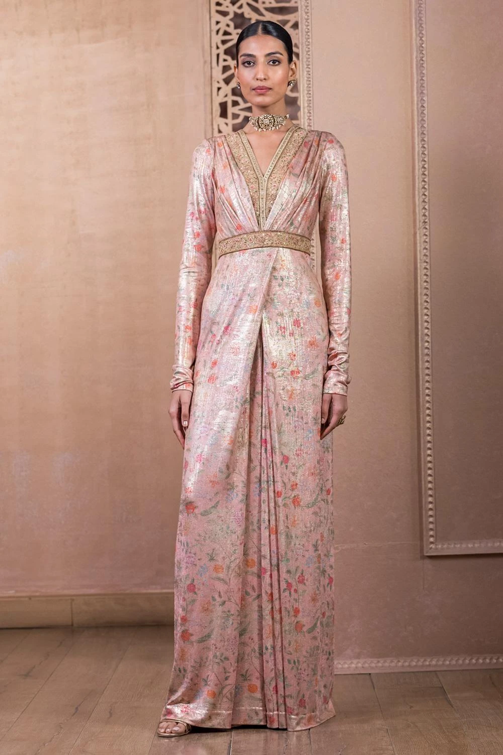 Tarun Tahiliani Blush Floral Printed Jumpsuit 4 Tarun Tahiliani Blush Floral Printed Jumpsuit - Image 2