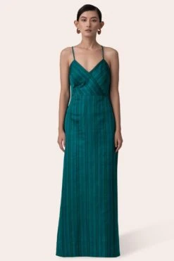 November Noon Bougainvillea Teal Strappy Maxi Dress