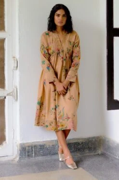 Archana Jaju Almond Handpainted Kalamkari Dress