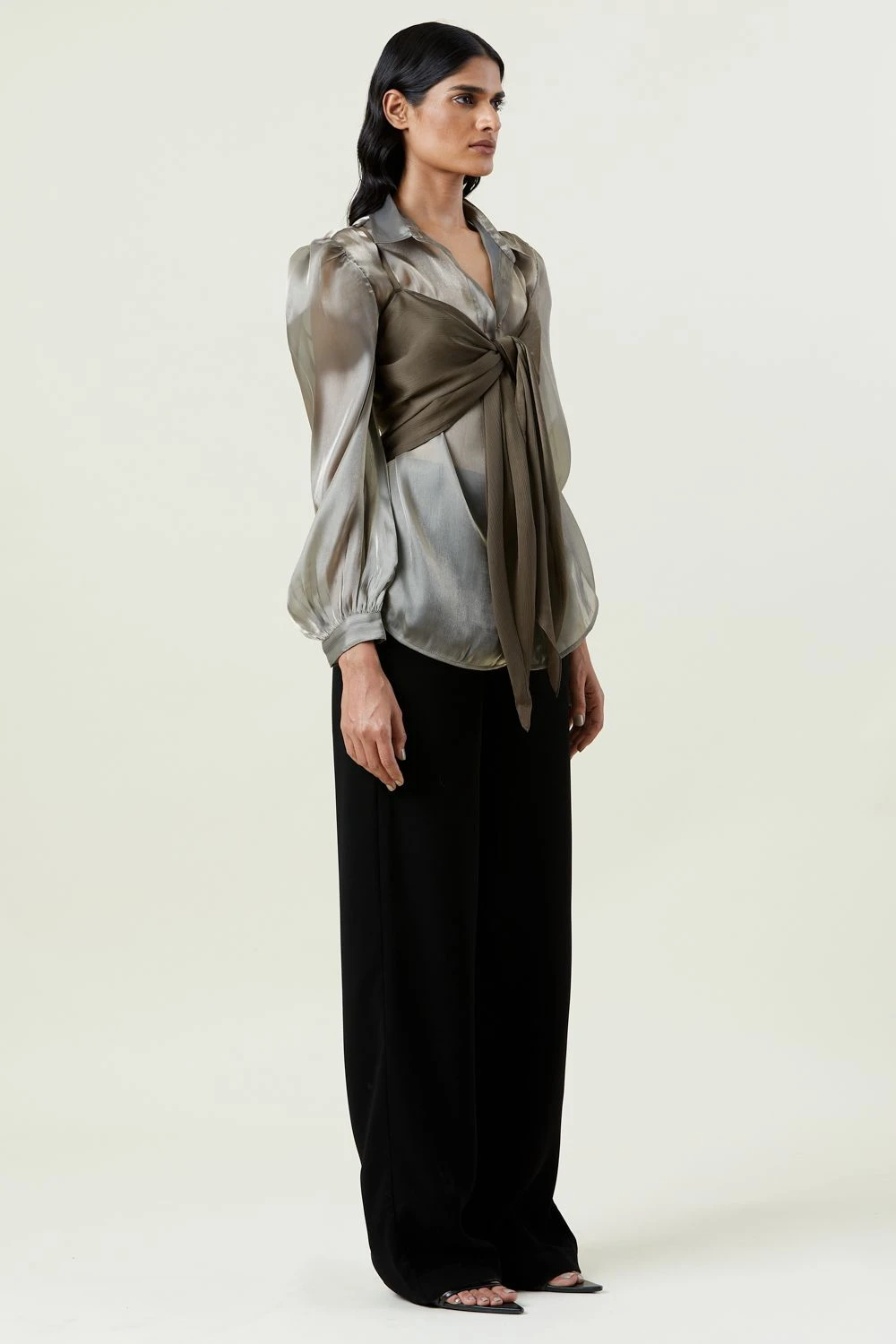 Kanika Goyal Label Solid Brown Tie-up Top 4 Kanika Goyal Label Solid Brown Tie-up Top - Image 2