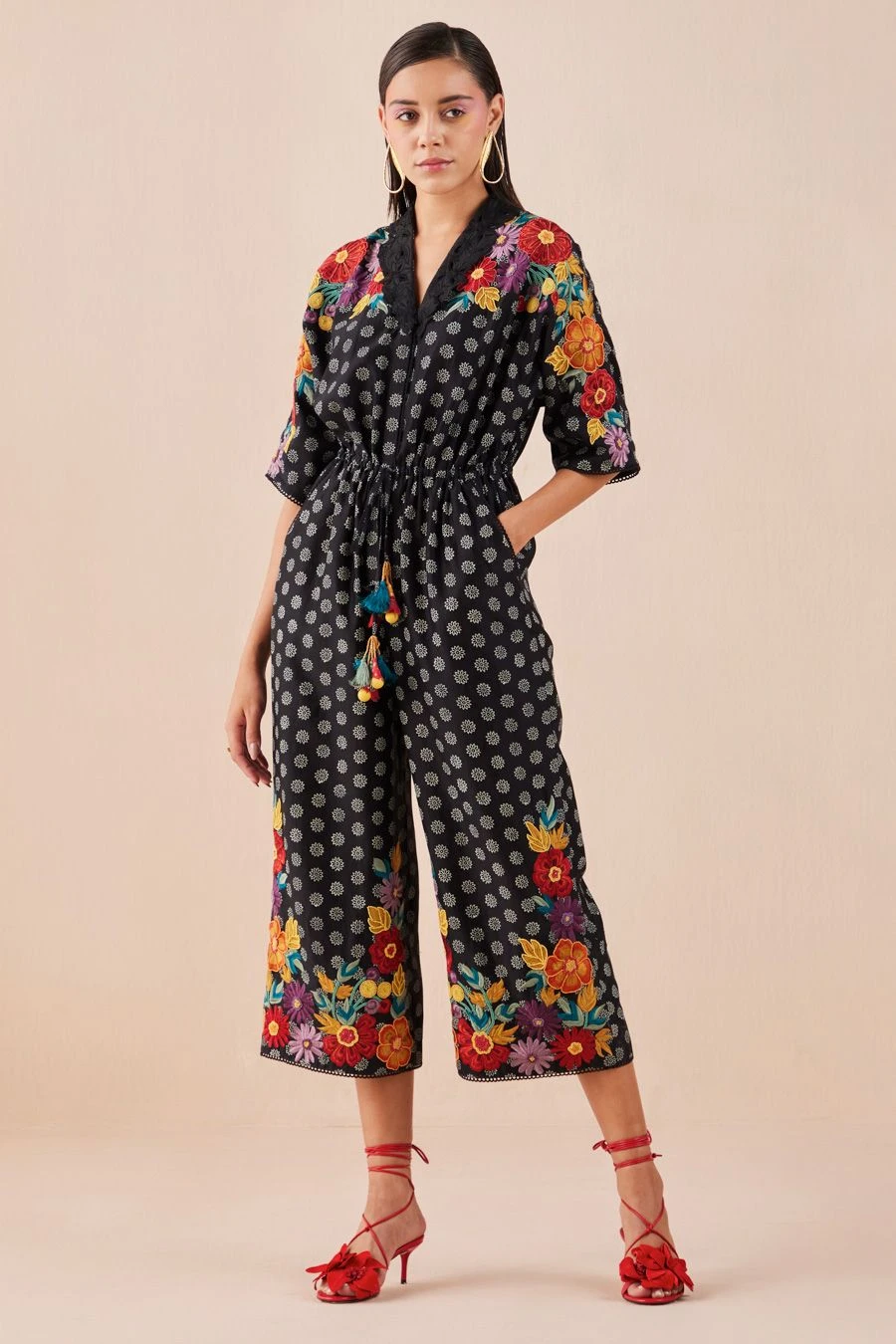 Chandrima Black Printed Embroidered Jumpsuit 3 Chandrima Black Printed Embroidered Jumpsuit