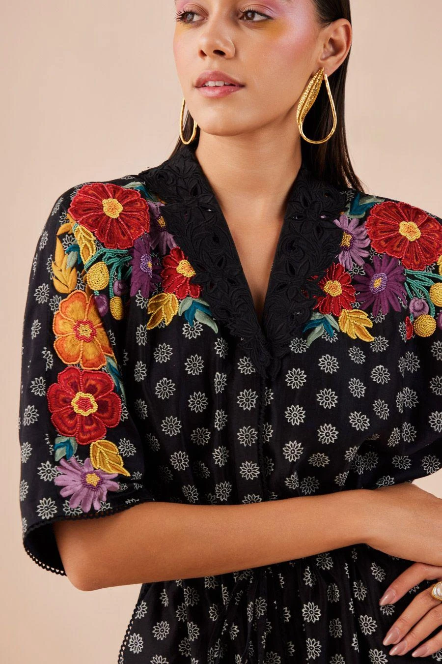 Chandrima Black Printed Embroidered Jumpsuit 4 Chandrima Black Printed Embroidered Jumpsuit - Image 2