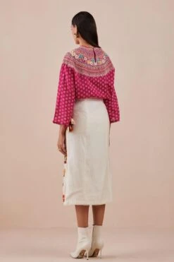 Chandrima Ivory Applique & Beadwork Slit Skirt -Deals Haute Togs Store 2811cha38 4