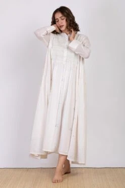 Ekadi White Hand Embroidered Block Print Dress 9 Ekadi White Hand Embroidered Block Print Dress -Deals Haute Togs Store 286ekd20 3