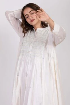 Ekadi White Hand Embroidered Block Print Dress 10 Ekadi White Hand Embroidered Block Print Dress -Deals Haute Togs Store 286ekd20 4