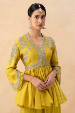 Jayanti Reddy Yellow Zardosi Embellished Top