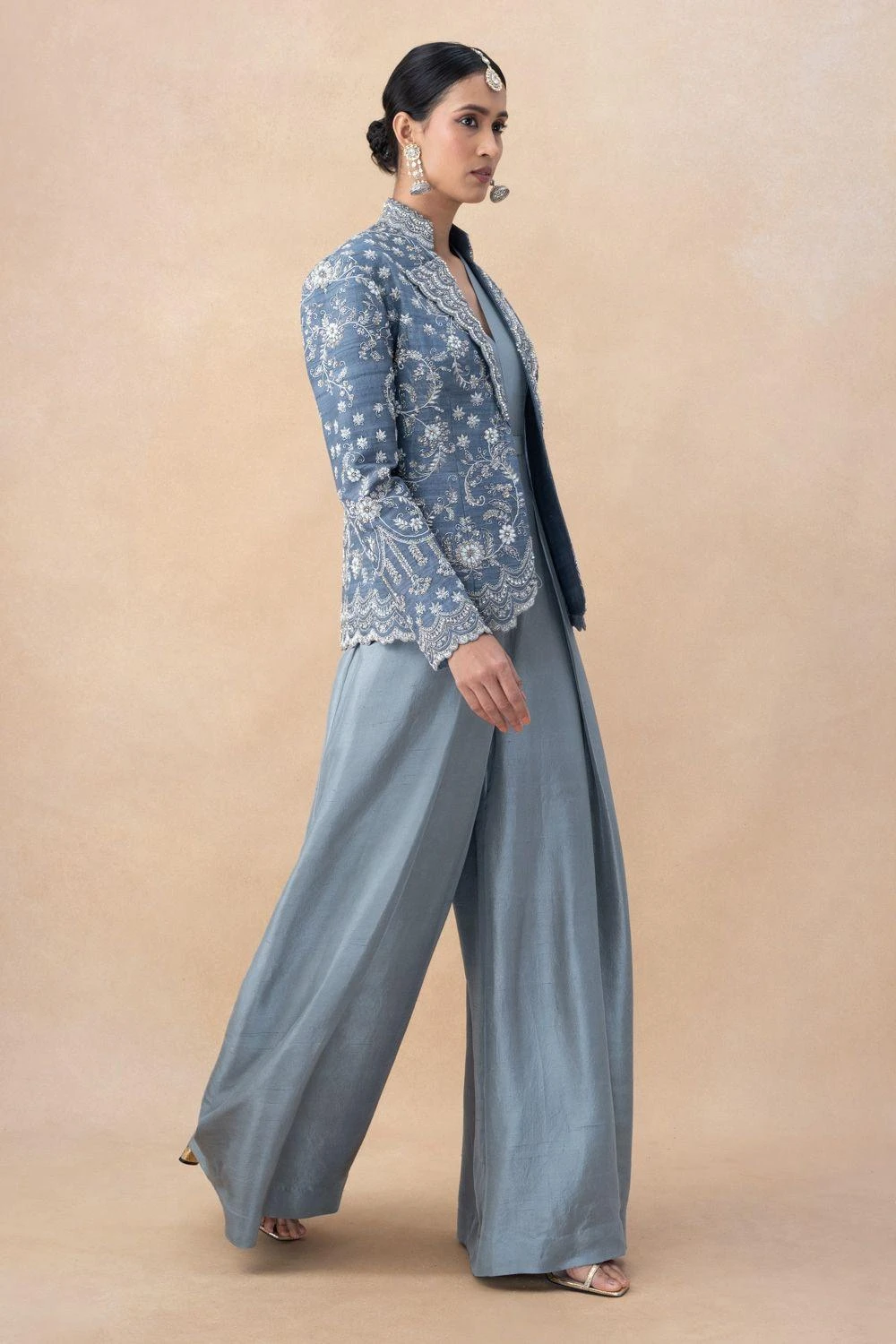 Jayanti Reddy Grey Zardosi Embellished Jacket Set 4 Jayanti Reddy Grey Zardosi Embellished Jacket Set - Image 2