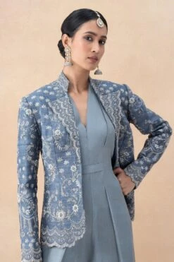 Jayanti Reddy Grey Zardosi Embellished Jacket Set 10 Jayanti Reddy Grey Zardosi Embellished Jacket Set -Deals Haute Togs Store 28823jrs5 4