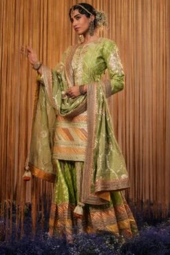 Simar Dugal Lime Green Embellished Sharara Set