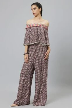 SVA Geometric Printed Cape Style Jumpsuit
