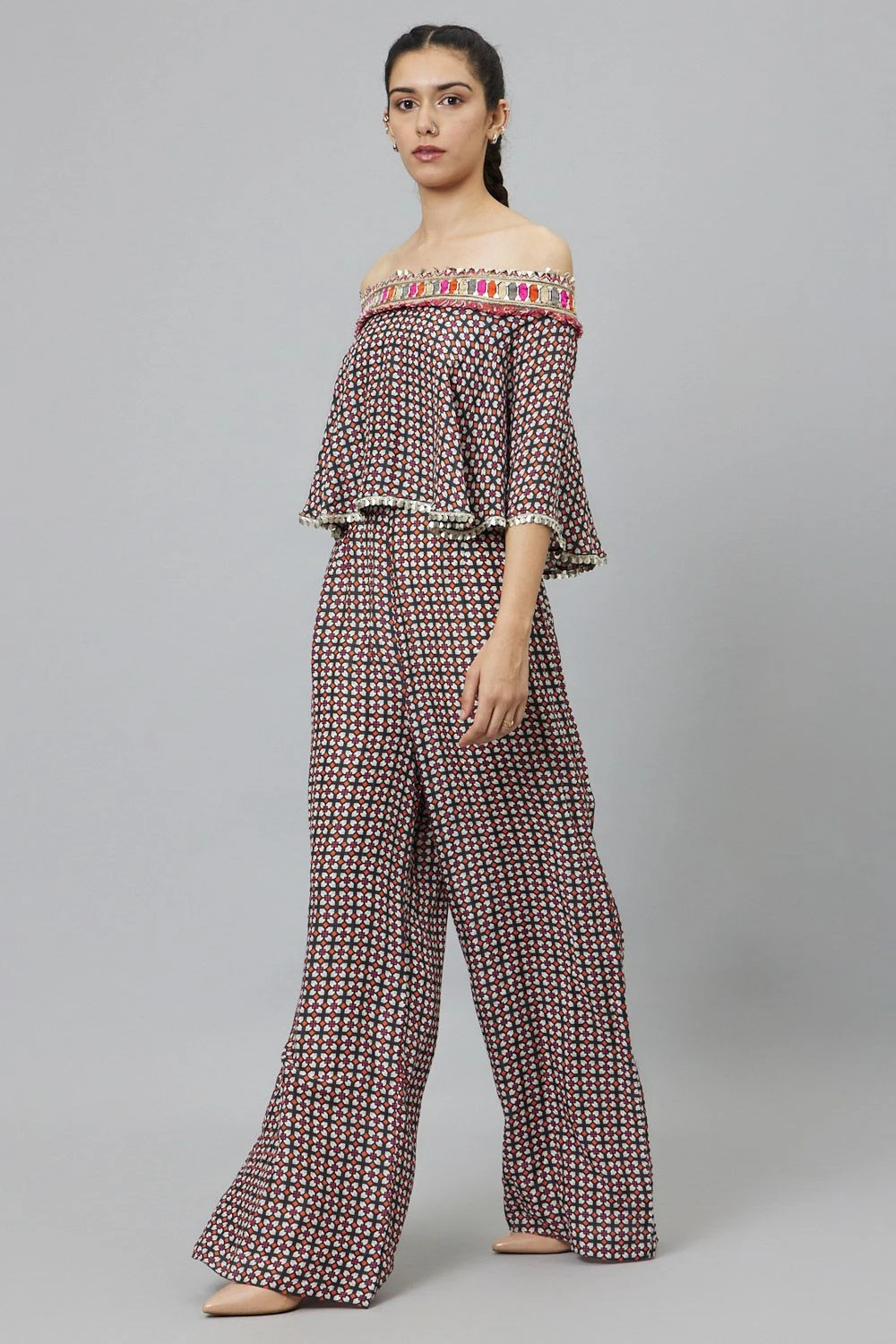 SVA Geometric Printed Cape Style Jumpsuit 5 SVA Geometric Printed Cape Style Jumpsuit - Image 3