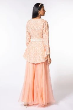 Devika Bhayana Pink Embroidered V Neck Jacket & Sharara Set -Deals Haute Togs Store 297 devb8 4