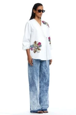 Kanika Goyal Label Ayla Embellished Wrap Shirt -Deals Haute Togs Store 29823kgl7 2