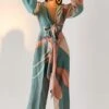 Twinkle Hanspal Iris Teal Printed Jumpsuit With Tie-up Detail -Deals Haute Togs Store 29th33 1