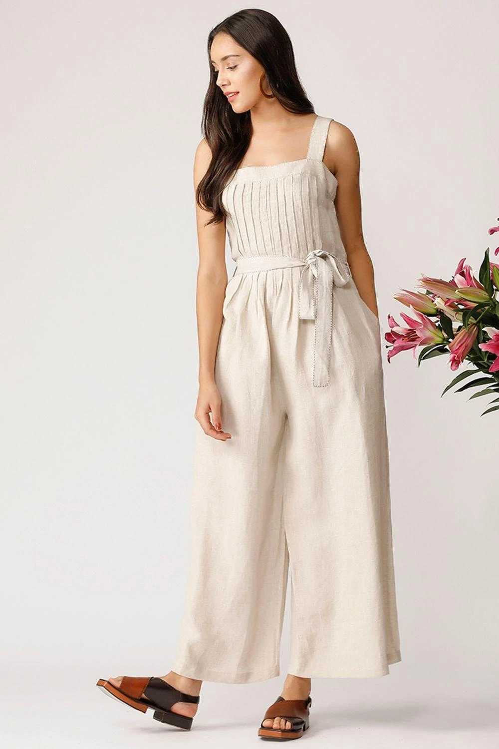 Payal Pratap Beige Linen Strappy Jumpsuit 4 Payal Pratap Beige Linen Strappy Jumpsuit - Image 2