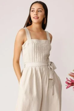 Payal Pratap Beige Linen Strappy Jumpsuit 9 Payal Pratap Beige Linen Strappy Jumpsuit -Deals Haute Togs Store 2ss 14 beige 3