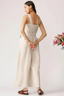 Payal Pratap Beige Linen Strappy Jumpsuit 11 Payal Pratap Beige Linen Strappy Jumpsuit -Deals Haute Togs Store 2ss 14 beige 5