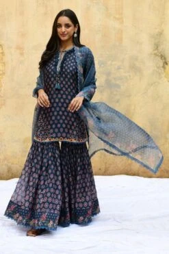 Niti Bothra Blue Cascade Sharara Set