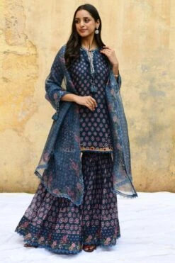 Niti Bothra Blue Cascade Sharara Set -Deals Haute Togs Store 30323nb22 3