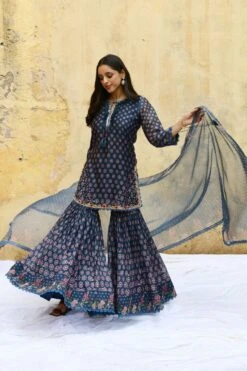 Niti Bothra Blue Cascade Sharara Set -Deals Haute Togs Store 30323nb22 4