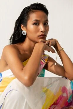 Richa Khemka White One Shoulder Jumpsuit & Drape -Deals Haute Togs Store 30523rk13 3