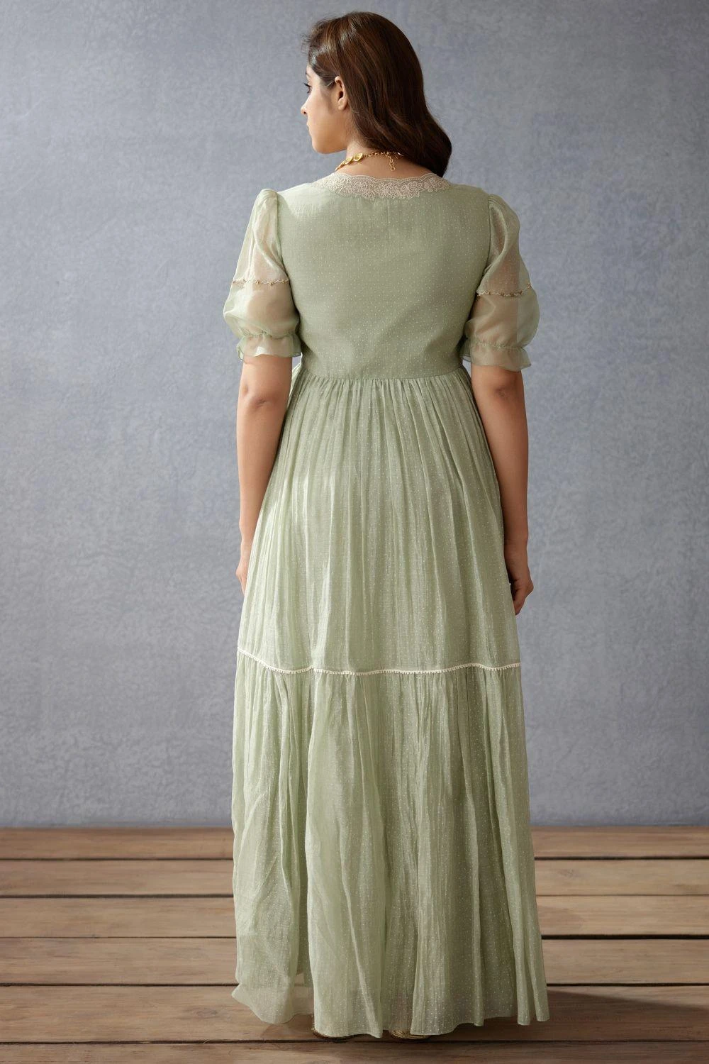 Torani Sage Green Handblock Printed Dress 8 Torani Sage Green Handblock Printed Dress - Image 6