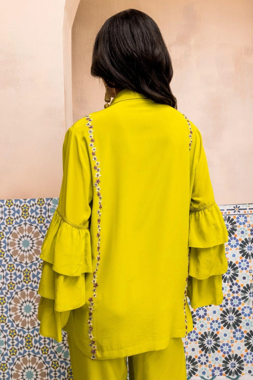 PATINE Ella Lush Lime Gara Frill Shirt 7 PATINE Ella Lush Lime Gara Frill Shirt - Image 5