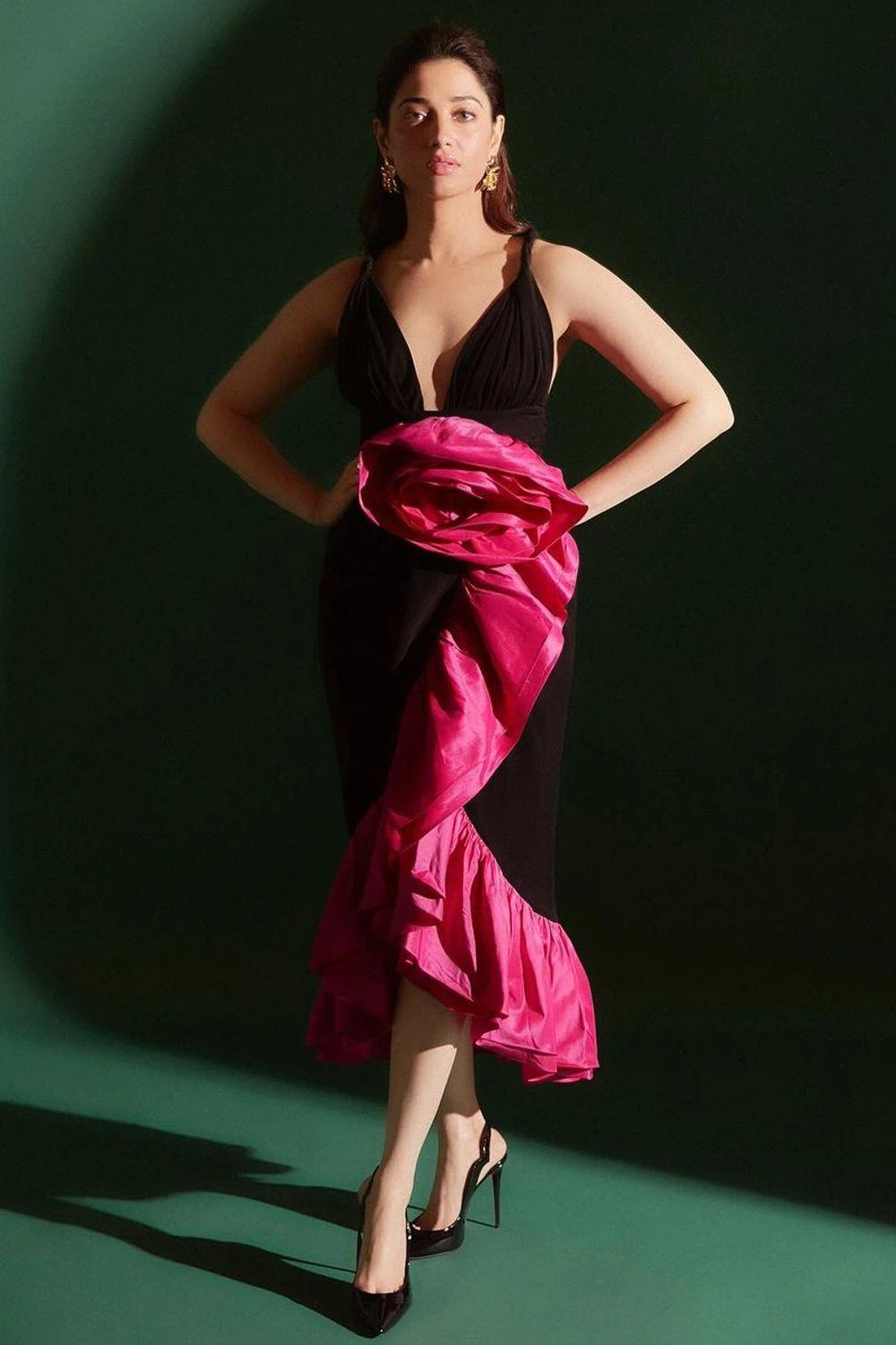 Gauri & Nainika Black & Fuchsia Bubble Ruffle Dress 3 Gauri & Nainika Black & Fuchsia Bubble Ruffle Dress