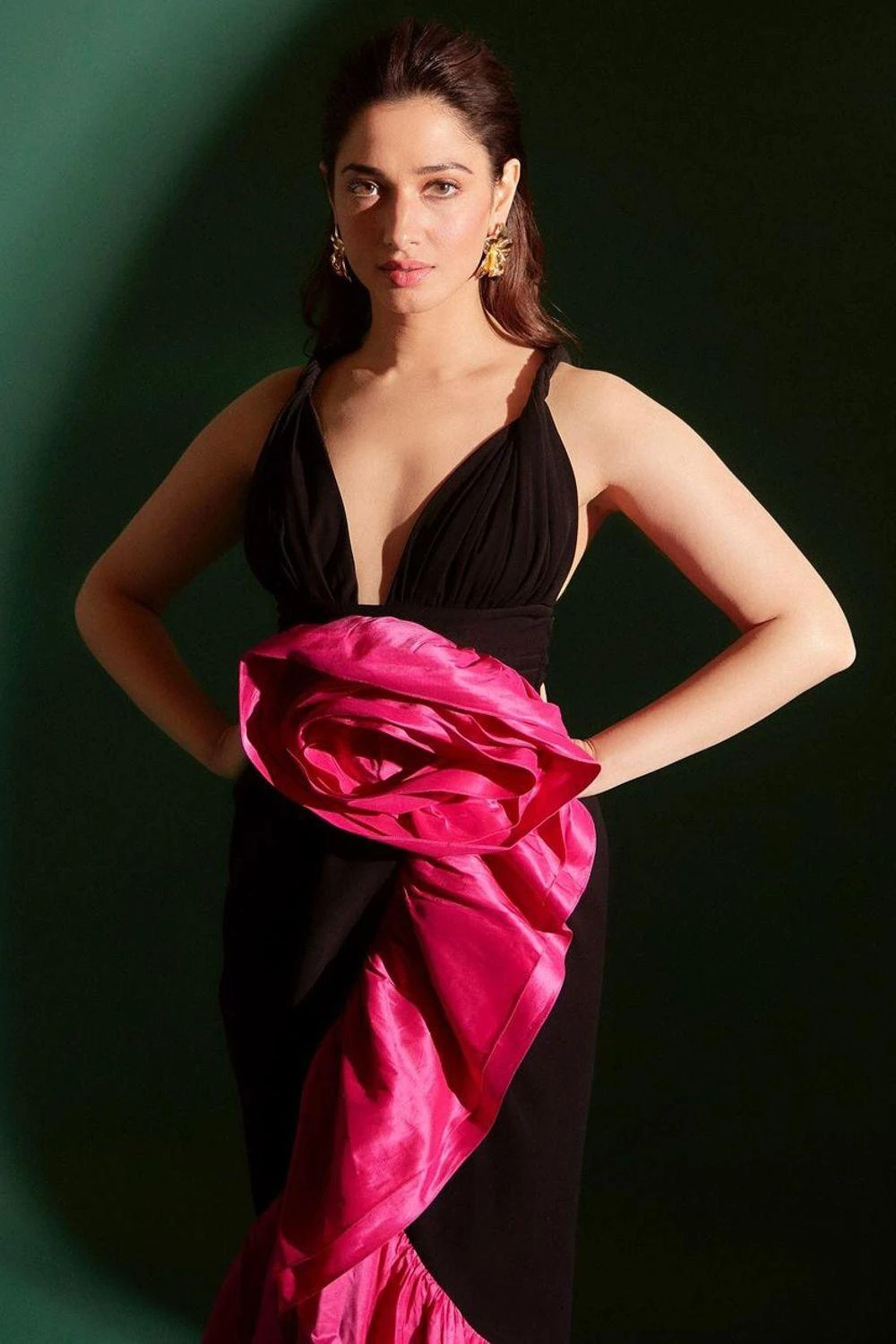 Gauri & Nainika Black & Fuchsia Bubble Ruffle Dress 4 Gauri & Nainika Black & Fuchsia Bubble Ruffle Dress - Image 2